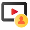 Subscriber video content flat icon. Video blog user color icons in trendy flat style. Follower gradient style design