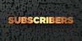 Subscribers - Gold text on black background - 3D rendered royalty free stock picture Royalty Free Stock Photo