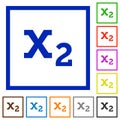 Subscript flat framed icons