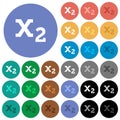 Subscript round flat multi colored icons
