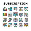 Subscription Content Collection Icons Set Vector