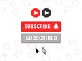 Subscription element logo bell. Subscribe now button, channel register today member icon.