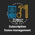 Subscription home management chalk concept icon. Construction tools shop idea. Residential repair, repairman call
