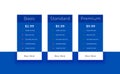 subscription plans and pricing table template design Royalty Free Stock Photo