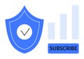 Data Security and Subscription Growth with Shield Icon and Analytics Bar Chart Visualization Royalty Free Stock Photo