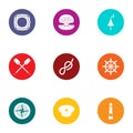 Subsea icons set, flat style