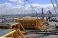 Subsea modules are part of a new offshore production platform during transportation.
