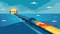 The subsea oil pipeline glints in the sunlight as it traverses the ocean depths carrying the life of the global economy