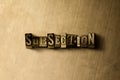 SUBSECTION - close-up of grungy vintage typeset word on metal backdrop Royalty Free Stock Photo