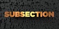 Subsection - Gold text on black background - 3D rendered royalty free stock picture Royalty Free Stock Photo