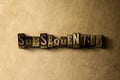 SUBSEQUENTLY - close-up of grungy vintage typeset word on metal backdrop Royalty Free Stock Photo