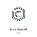 Is a subset of symbol outline vector icon. Thin line black is a subset of symbol icon, flat vector simple element illustration