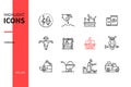 Subsistence farming - modern line design style icons set