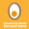 Substantial Meals served here- Scotch Egg vector illustration on a yellow background Royalty Free Stock Photo