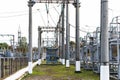 Substation with high voltage equipment in open space