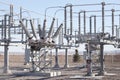 A modern electrical substation with transformers and insulators.. Royalty Free Stock Photo