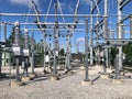 Airmont, NY / United States - Sept. 15, 2019: Landscape image of a Orange-Rockland Power and Light electrical substation