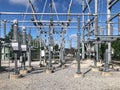 Airmont, NY / United States - Sept. 15, 2019: Landscape image of a Orange-Rockland Power and Light electrical substation Royalty Free Stock Photo