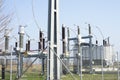 Substation with power lines Royalty Free Stock Photo