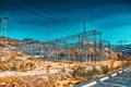 Substation and Power Transmission Lines in american desert