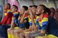 The substitution bench of the soccer team of Romania