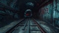 Subterranean Adventure: Decaying Tunnel Exploration./n