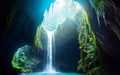 Subterranean Cave Waterfall\'s Hidden Beauty