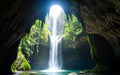 Subterranean Cave Waterfall\'s Hidden Beauty