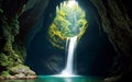 Subterranean Cave Waterfall\'s Hidden Beauty