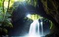 Subterranean Cave Waterfall\'s Hidden Beauty