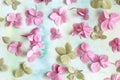 Subtle artistic floral backgrodund with hortensia flowers Royalty Free Stock Photo