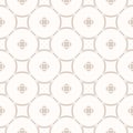 Subtle beige vector geometric seamless pattern with delicate circular grid Royalty Free Stock Photo