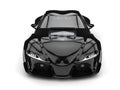 Subtle black modern luxury sports car - top front view