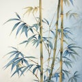 Subtle Blue And Gold Bamboo Painting By Jody Bergsma