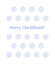 Subtle blue grunge snowflakes on white merry christmas greeting card, vector