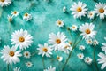 A subtle blur filter is used to frame a beautiful floral natural blue turquoise background