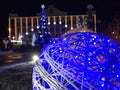 A SPARKLING CHRISTMAS LIGHT DISPLAY IN A TOWN SQUARE Royalty Free Stock Photo