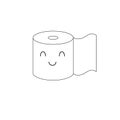 Subtle cute black and white smiling toilet paper roll simple linear character illustration, vector Royalty Free Stock Photo