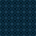 Subtle dark blue vector seamless pattern. Simple floral grid geometric ornament. Abstract minimal background texture with curved Royalty Free Stock Photo