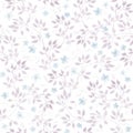 Subtle ditsy flowers and leaves. Seamless pastel floral pattern. Watercolor Royalty Free Stock Photo
