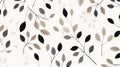 Subtle Earthy Tones: Black Grey Leaves Vector Seamless Wallpaper