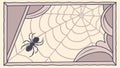 Spider and Web in Ornate Frame Corner, Creepy Decorative Element, vector design Generative AI Royalty Free Stock Photo