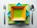 A Subtle Elegance Empty Soup Bowl and Rectangular Dish in TiltShift Photography A Study in Empty Space and Royalty Free Stock Photo