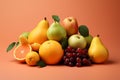 Subtle and elegant fruits set on a soft, pale gradient backdrop
