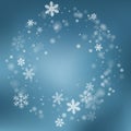 Subtle flying snowflakes illustration. Snowstorm fleck freeze granules.