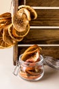 Subtle Fruit Chips Orange and Apple Chips Bunch of Fruit Dried Fruits Glass Jar of Fruits Chips Vertical