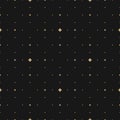 Subtle gold and black vector seamless pattern with small diamond shapes, stars Royalty Free Stock Photo