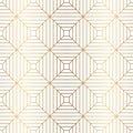 Gold ornamental seamless diamond pattern with square rhombus and striped line, geometric background, vector illustration. Royalty Free Stock Photo