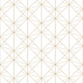 Subtle golden vector geometric seamless pattern with diamond grid, thin lines Royalty Free Stock Photo