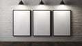 Subtle Lighting Contrasts: A Creative Gallery Of White Frames On White Brick Walls Royalty Free Stock Photo